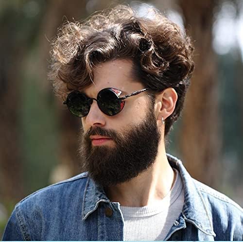 ÉÌƷͼƬ 42 | B0CHLX78KB | FEISEDY Retro Steampunk Sunglasses for Men Women, Round Metal Frame Gothic Vintage Style B2820