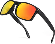 Matte Black Frame & Red Mirrored Lens / 57 Millimeters | B09P12FP5M | FEISEDY Polarized Sports Sunglasses for Men Women, Classic Fishing Driving Cycling Goggles, UV400 Protection B2234
