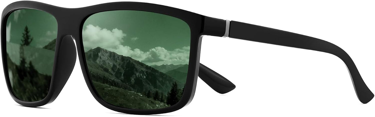 Green / 55 Millimeters | B0GXPDDL2W | FEISEDY Square Polarized Sunglasses For Men Women B0322