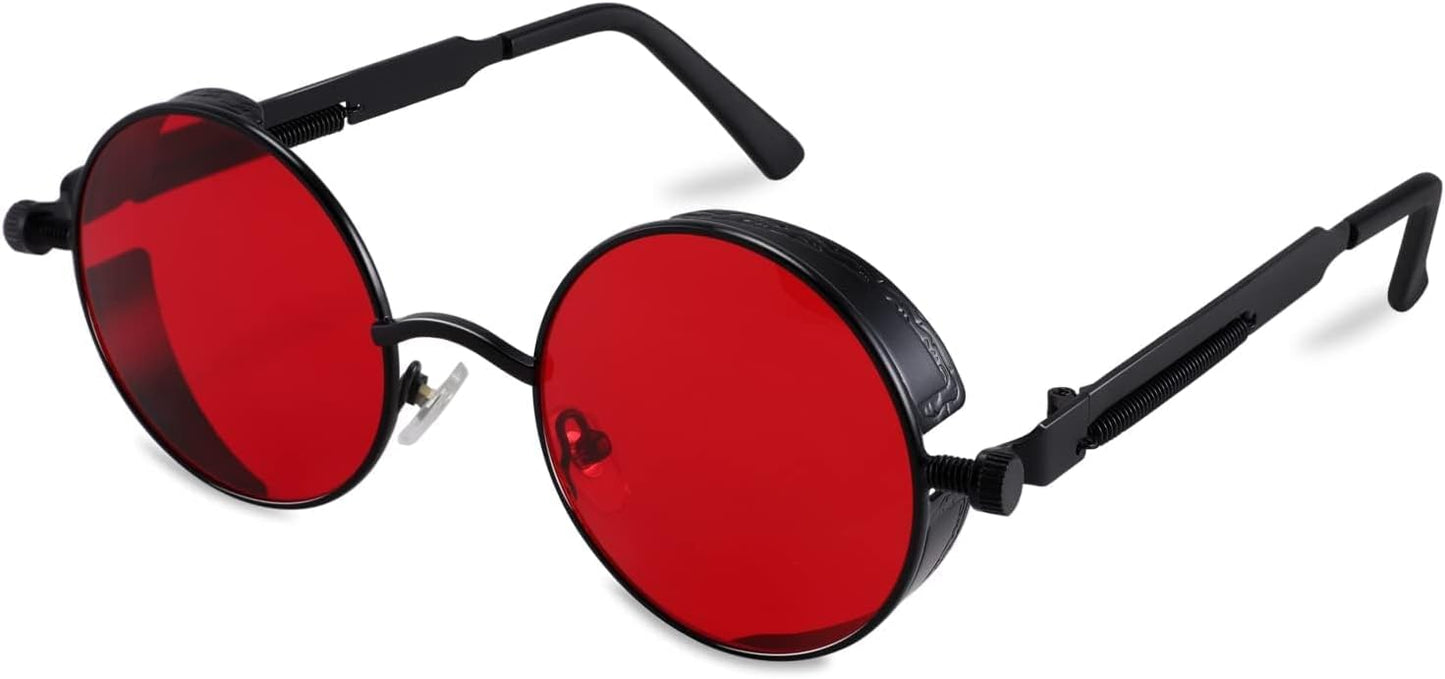 Black/Red / 1.9 Inches | B09LV8X56G | FEISEDY Retro Gothic Steampunk Sunglasses For Men Women