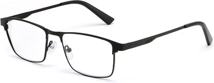 FEISEDY Classic Blue Light Reading Glasses Men,Metal Frame Readers with Spring Hinge, Anti Glare Eyeglasses for Reading B0337 | BLACK Series - Black
