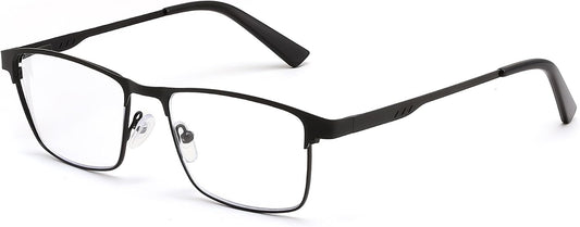 FEISEDY Classic Blue Light Reading Glasses Men,Metal Frame Readers with Spring Hinge, Anti Glare Eyeglasses for Reading B0337 | BLACK Series - Black