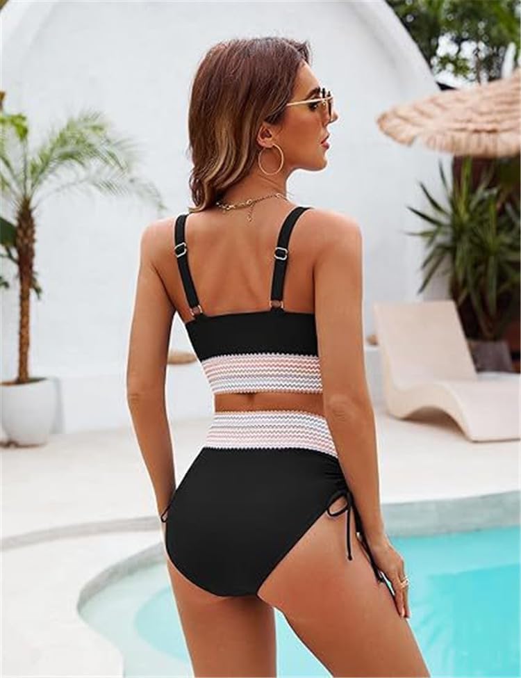 商品图片 3 | B0DWXPCYT6 | 2 Piece Drawstring Bathing Suit High Waisted Bikini Sets for Women