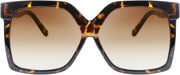 Leopard Frame & Gradual Tea Lens / 58 Millimeters | B095BWYT3L | FEISEDY Oversize Square Frame Butterfly Sunglasses Simple Fashion Style Bent Legs Design Eyewear B2762