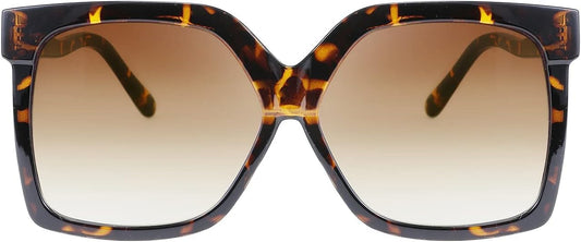 Leopard Frame & Gradual Tea Lens / 58 Millimeters | B095BWYT3L | FEISEDY Oversize Square Frame Butterfly Sunglasses Simple Fashion Style Bent Legs Design Eyewear B2762