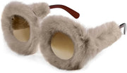 Brown Round 2889 / 70 Millimeters | B09SHBS6BD | FEISEDY Sunglasses Women Plush Fuzzy Soft Velvet Party Masquerade B2877