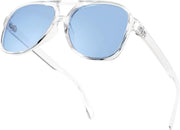 Polarized Clear Frame / 60 Millimeters | B0C8TLN1Q5 | FEISEDY Vintage Retro 70s Plastic Aviator Sunglasses Women Men Classic Large Squared Frame B2751