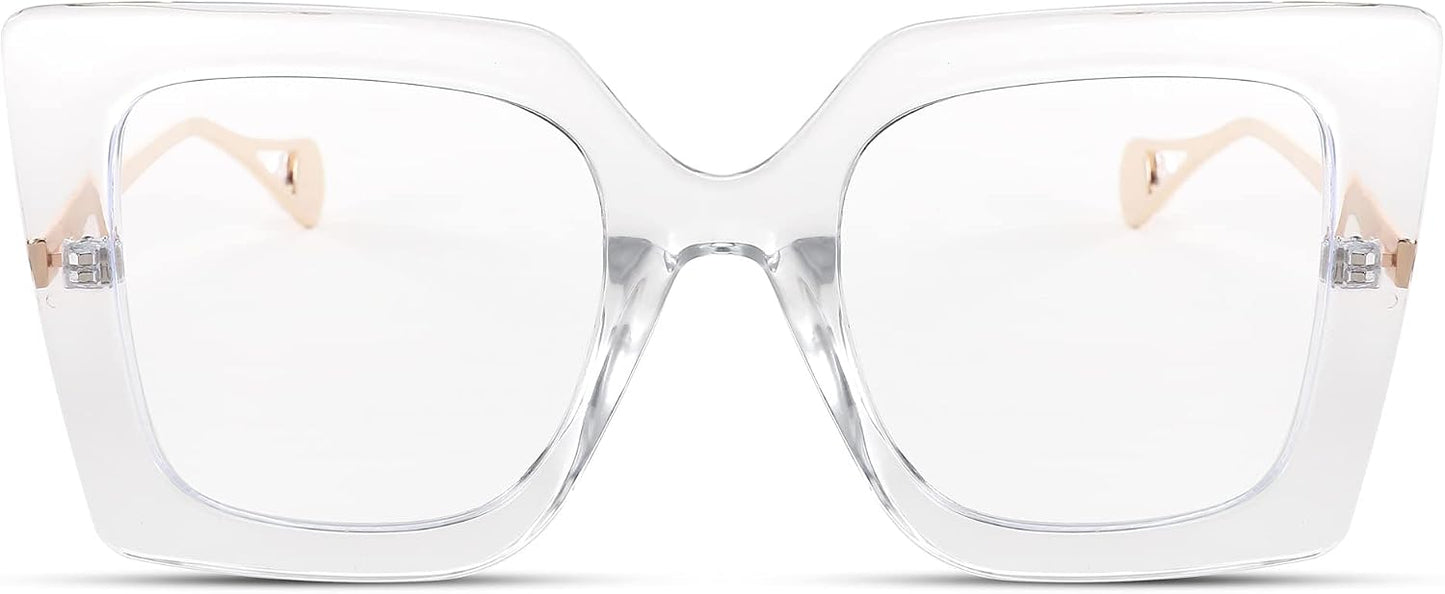 商品图片 51 | B08DF5QRXC | FEISEDY Oversized Square Blue Light Blocking Glasses Eye Strain Glare Pearl Inlay Arm Cat Eye Fashion Eyewear B2639