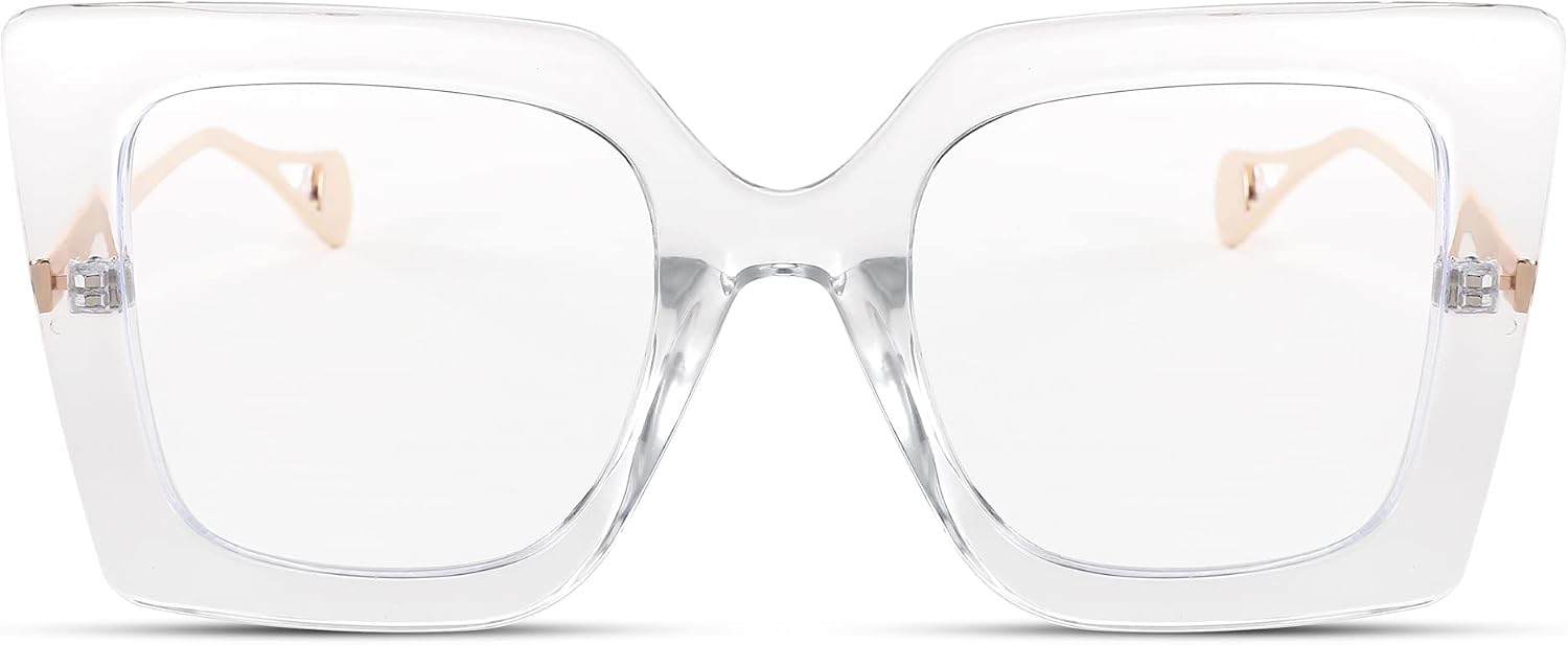 商品图片 51 | B08DF5QRXC | FEISEDY Oversized Square Blue Light Blocking Glasses Eye Strain Glare Pearl Inlay Arm Cat Eye Fashion Eyewear B2639