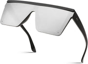 Silver Mirrored / 60 Millimeters | B07MKK9Q4V | FEISEDY Oversized Sunglasses Mens Womens Flat Top Square Trendy Visor Shades UV400 B2470