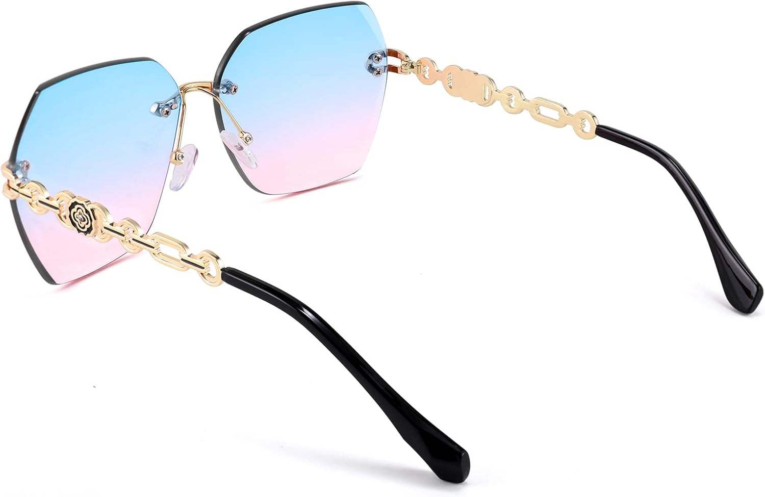 商品图片 63 | B083VRLS2Q | FEISEDY Classic Rimless Sunglasses Women Metal Frame Diamond Cutting Lens Sun Glasses B2567