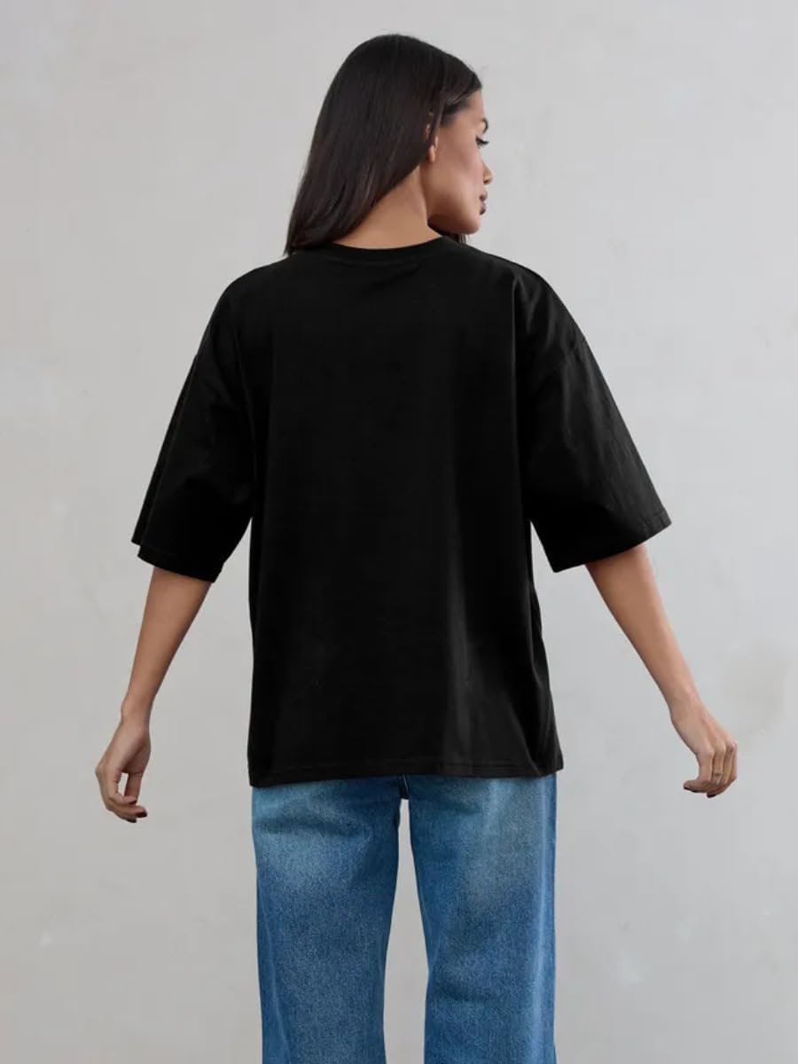 商品图片 3 | B0GZ3FBWKM | Women's Basic Oversized T-Shirt, Loose Fit Crewneck Short Sleeve Tee, Casual Solid Color Drop Shoulder Top