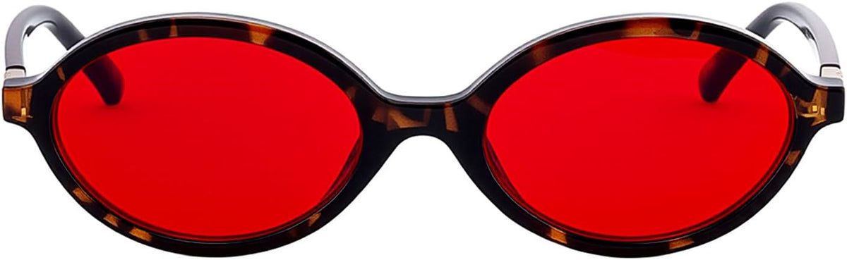 Tortoise Frame & Red Lenese / Red | B0GRTXZ72H | FEISEDY Oval Blue Light Glasses for Women Men, Red Lens Anti-Blue Light, Fashion Computer Gaming Eyeglasses B0415