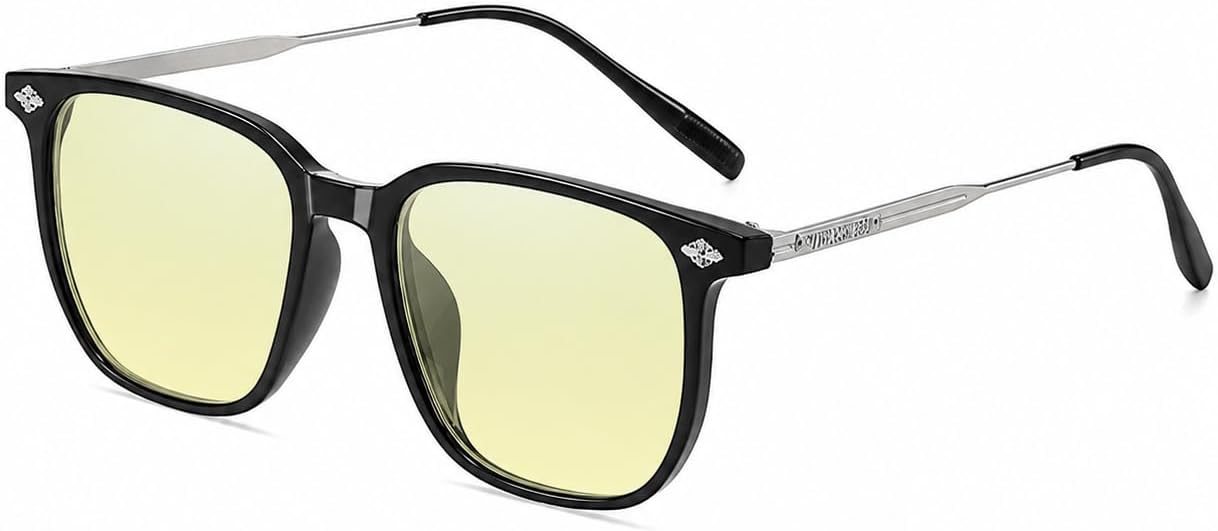 調光イエローグレー | B0GZVWCCVP | [FEISEDY] サングラス メンズ レディース ファション ブルーライトカット 調光 UV400保護 ウェリントン型 調整可能ノーズパッド カラーレンズ PCレンズ 金属テンプル 軽量 運転 自転車 釣り ランニング B1681