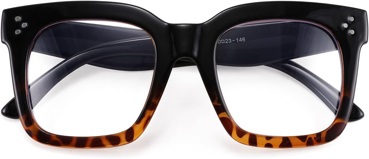 Black Gradient Leopard Frame / 51 Millimeters | B08ZMSDBLL | FEISEDY Women Men Blue Light Blocking Glasses Frame Oversized Designer Luxury Square Eyewear B2695-FF