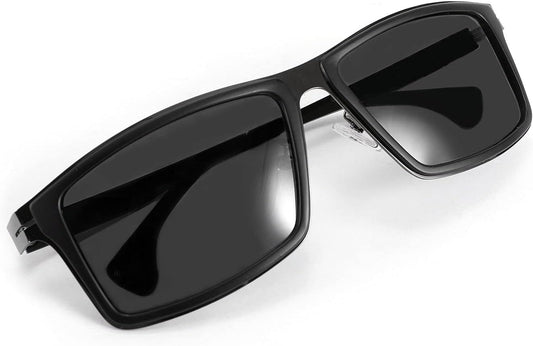 Black / 58 Millimeters | B08NWXC3CW | FEISEDY Polarized Sunglasses Rectangular Metal Ultra Lightweight Men's Sunglasses B2704