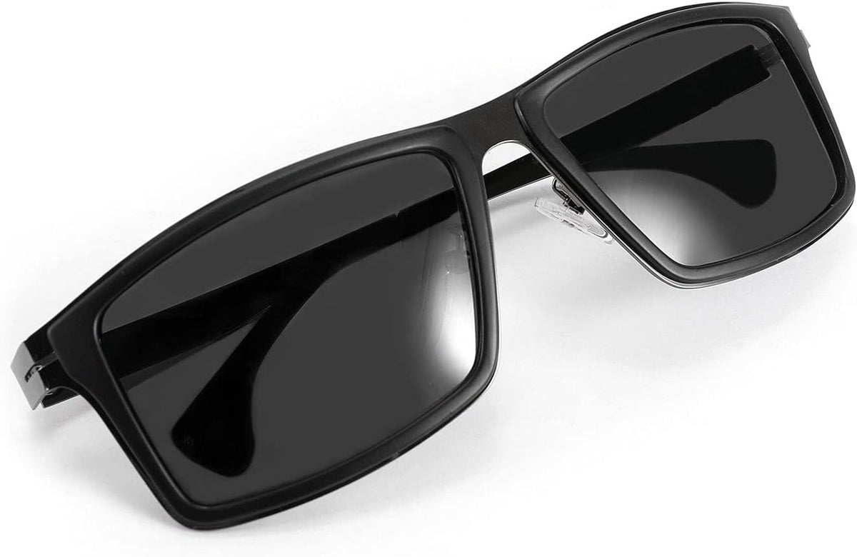 Black / 58 Millimeters | B08NWXC3CW | FEISEDY Polarized Sunglasses Rectangular Metal Ultra Lightweight Men's Sunglasses B2704