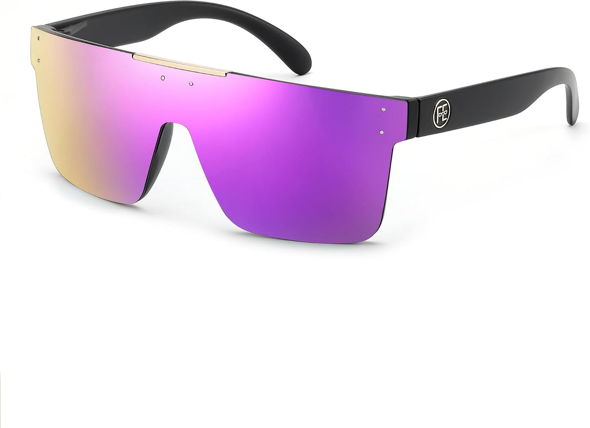 Polarized Purple Lenses With Black Temples 008 / 72 Millimeters | B0CWL1KYTB | FEISEDY Polarized Sunglasses for Men, Z87 Oversized Square Flat Top B2990