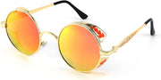 Gold Frames & Gold Polarised Lenses / 50 Millimeters | B09HXPSMPM | FEISEDY Retro Steampunk Sunglasses for Men Women, Round Metal Frame Gothic Vintage Style B2820