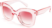 FEISEDY Retro Oversized Square Horn Sunglasses Semi Cat Eye Butterfly Glass Big Thick Bold Frame B2572
