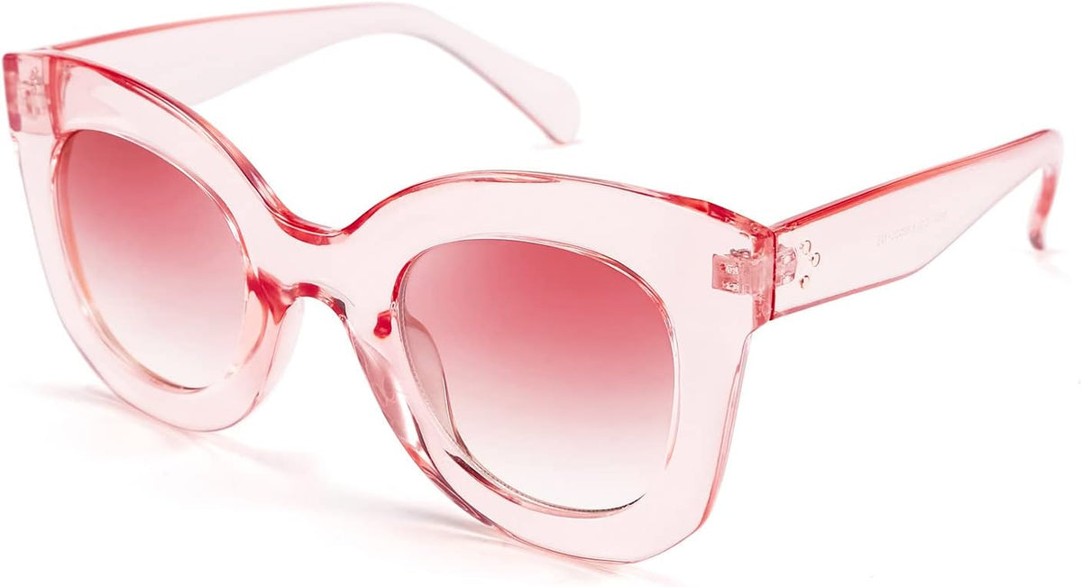 FEISEDY Retro Oversized Square Horn Sunglasses Semi Cat Eye Butterfly Glass Big Thick Bold Frame B2572