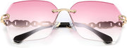 ÉÌƷͼƬ 35 | B083VRLS2Q | FEISEDY Classic Rimless Sunglasses Women Metal Frame Diamond Cutting Lens Sun Glasses B2567