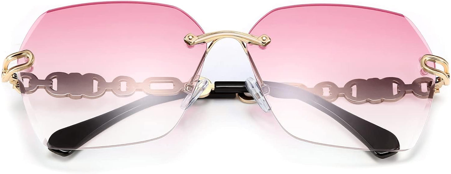 商品图片 35 | B083VRLS2Q | FEISEDY Classic Rimless Sunglasses Women Metal Frame Diamond Cutting Lens Sun Glasses B2567