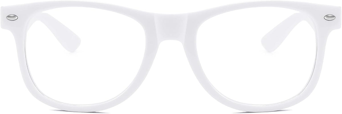 White / 52 Millimeters | B0DSPPLMMP | FEISEDY Classic Square Eyewear Frame Clear Lens Retro Nerd Fake Glasses for Men Women Cosplay Costume Eyeglasses B0276