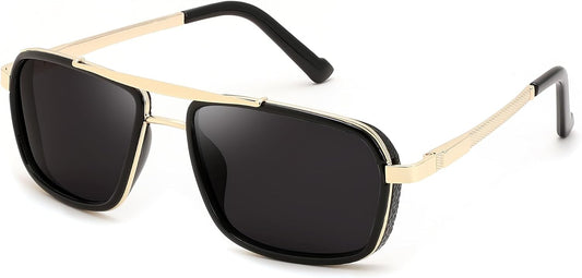 Black/Gold / 55 Millimeters | B0FDKZNCG9 | FEISEDY Retro Aviator Polarized Sunglasses For Women Men 70s Trendy B0292