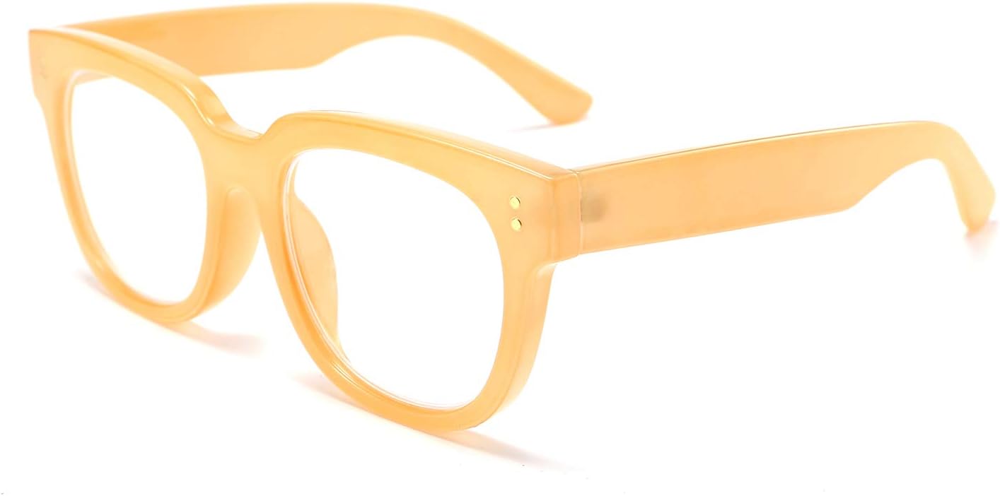 Light Yellow / 3.0 x | B07ZVV5FLR | FEISEDY Retro Square Thick Big Frame Blue Light Blocking Reading Glasses Anti Glare Digital Eyestrain Reader B2523