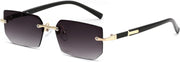 Gradient Gray / 55 Millimeters | B0GVSC62KX | FEISEDY Rimless Sunglasses Y2K Retro Small Narrow Rectangle Shades B2643