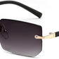 Gradient Gray / 55 Millimeters | B0GVSC62KX | FEISEDY Rimless Sunglasses Y2K Retro Small Narrow Rectangle Shades B2643