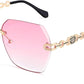 006 Gradual Pink | B09M3HVRZ2 | FEISEDY Classic Rimless Sunglasses Women Metal Frame Diamond Cutting Lens Sun Glasses B2567