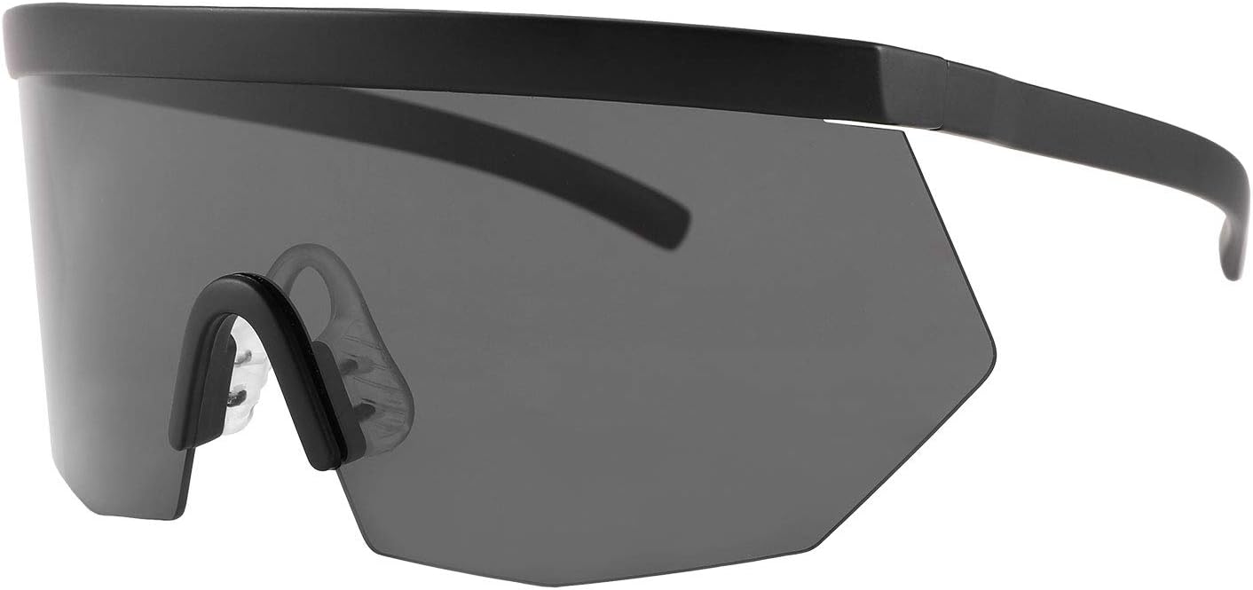 001 / 160 Millimeters | B08R8H82SR | FEISEDY Oversized Flat Top Shield Glasses Mirrored Lens Semi Rimless Style Sun Visors Sunglasses B2727