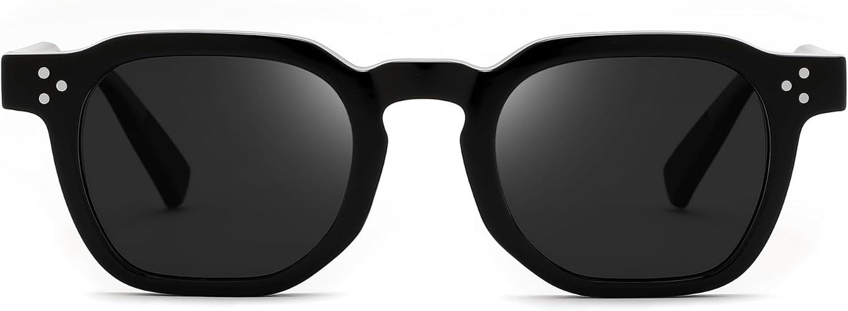 Black Frame Grey Lens / 45 Millimeters | B0H8399J75 | FEISEDY Retro Thick Polarized Square Sunglasses for Women Men B0458