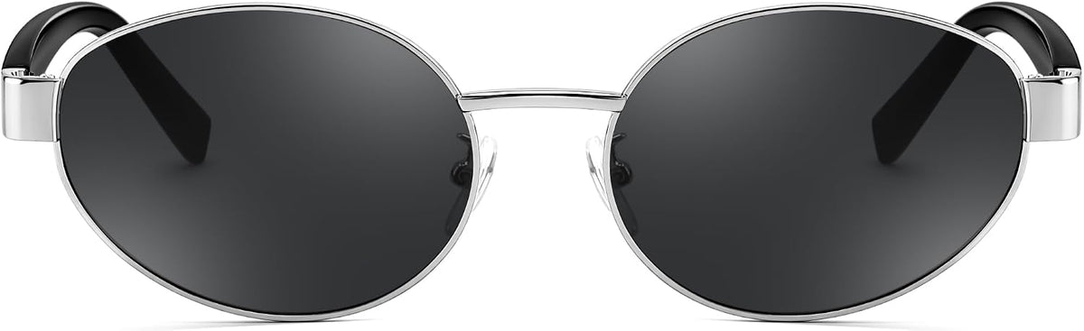 ÉÌƷͼƬ 27 | B0GK19LPFF | FEISEDY Retro Oval Metal Y2K Sunglasses for Women Men Small Frame B0402
