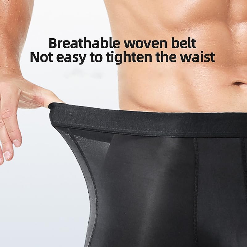 商品图片 5 | B0GVDJM12W | Men's Underwear Boxers, Anti-Chafing Long Leg Boxer Briefs, Ice Silk Breathable Stretch Fabric Underpants for Men 6-Pack