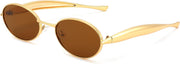 Gold/Tea / 55 Millimeters | B0FH4FH8VH | FEISEDY Retro Oval Sunglasses Women Men - Gold Metal Chunky Frame, UV400 for Driving & Daily Wear B0312
