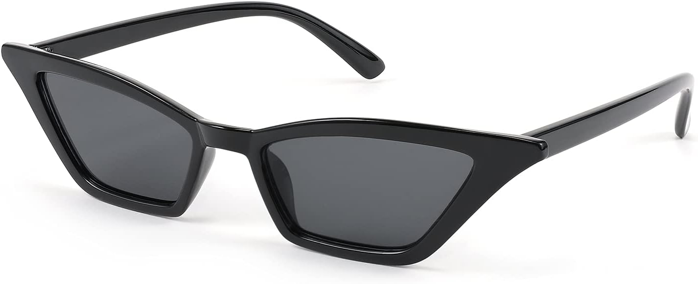 Black / Grey Lens / 53 Millimeters | B079KYQYT3 | FEISEDY Small Cat Eye Sunglasses Vintage Square Shade Women Eyewear B2291