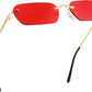 Red / 55 Millimeters | B08FDM5TGZ | FEISEDY Rimless Sunglasses Y2K Retro Small Narrow Rectangle Shades B2643