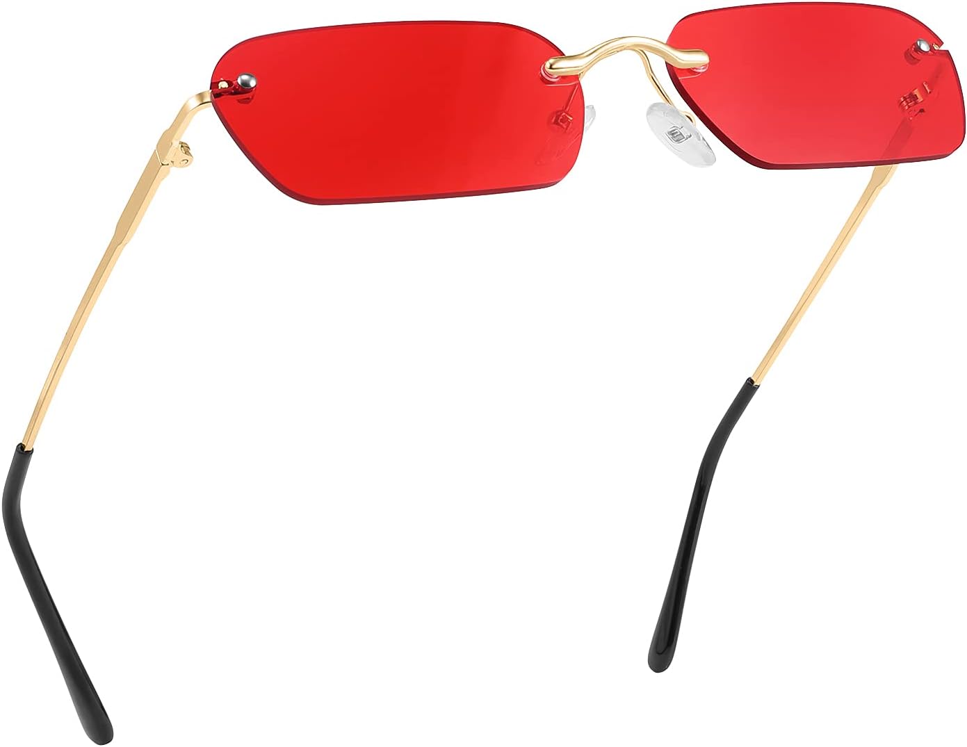 Red / 55 Millimeters | B08FDM5TGZ | FEISEDY Rimless Sunglasses Y2K Retro Small Narrow Rectangle Shades B2643