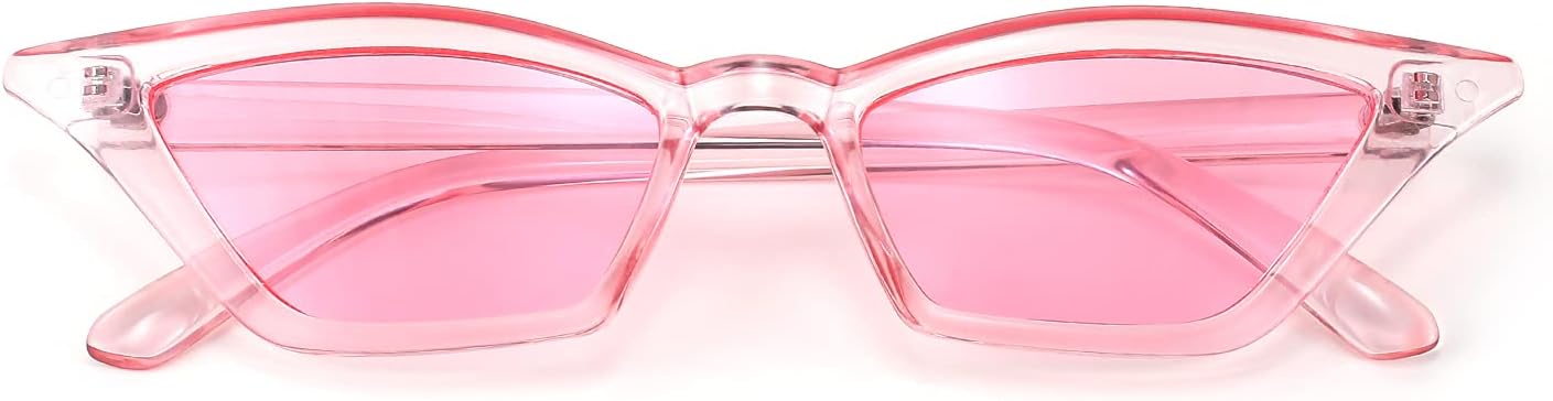 Transparent Pink / Pink Lens / 53 Millimeters | B079KZJYCX | FEISEDY Small Cat Eye Sunglasses Vintage Square Shade Women Eyewear B2291