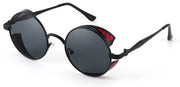 001 Black Frame & Black Gray Polarized Lens / 50 Millimeters | B09HXQF964 | FEISEDY Retro Steampunk Sunglasses for Men Women, Round Metal Frame Gothic Vintage Style B2820