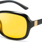Black / 60 Millimeters | B081YYY5GL | FEISEDY Classic Womens Night Glasses Driving Anti Glare Wrap Around Yellow Sunglasses B2548