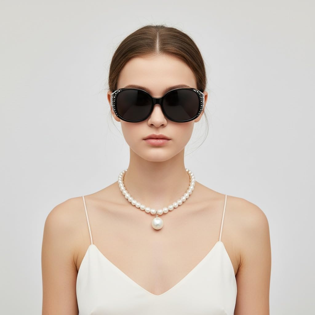 商品图片 2 | B0GRVLVZYS | FEISEDY Women's Polarized Wrap-Around Fit Over Sunglasses with Rhinestones, Anti-Glare Driving Sun Glasses B0362