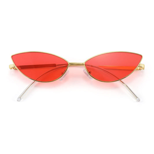 FEISEDY Y2K Sunglasses for women Men Fashion Cateye Designer B2298 | Light Tinted Lens, Retro 2000s Small Petals Shape Shades