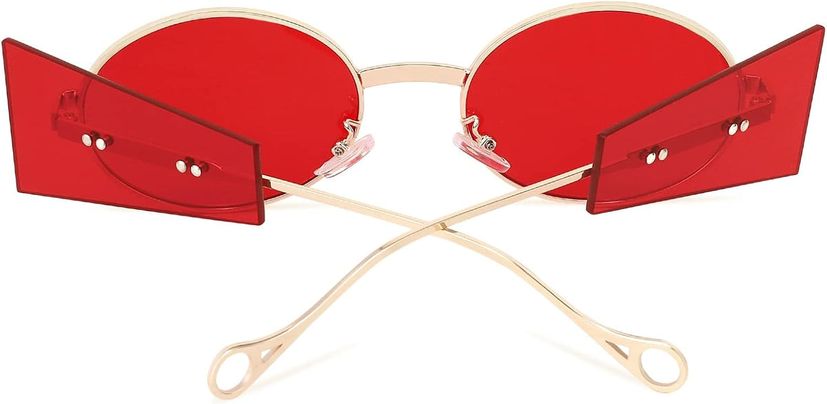 ÉÌƷͼƬ 4 | B09J2PH4YP | FEISEDY Women Men Futurisitc Hipster Round Sunglasses Polygon Trapezoid Side Shields Delicate Metal Frame B2825