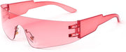 Gradient Pink Mirrored / 72 Millimeters | B0BPRQY9HL | FEISEDY Y2K Futuristic Sunglasses Women Men Rimless One Piece Miorred B2927