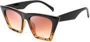 Black Leopard / 52 Millimeters | B08TM3G4P3 | FEISEDY Vintage Square Cat Eye Sunglasses Women Trendy Cateye Sunglasses B2473