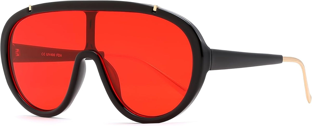 Red / 65 Millimeters | B0FX4DGX7N | FEISEDY Retro Oversized Sunglasses Women Men One Piece Frame B2580